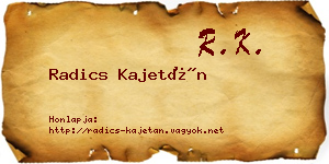 Radics Kajetán névjegykártya